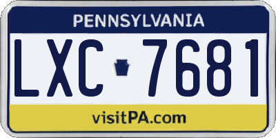 PA license plate LXC7681
