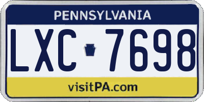 PA license plate LXC7698