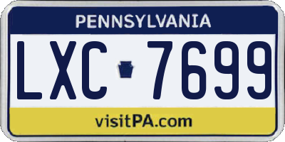 PA license plate LXC7699