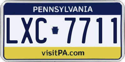 PA license plate LXC7711