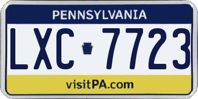 PA license plate LXC7723