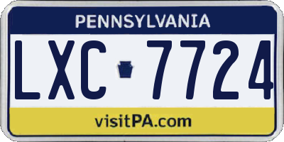PA license plate LXC7724