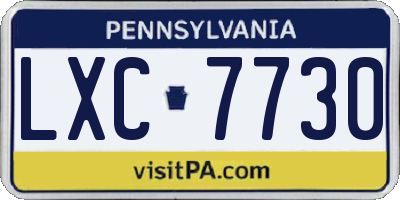 PA license plate LXC7730