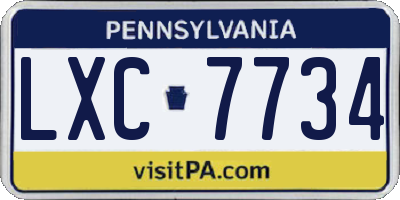 PA license plate LXC7734