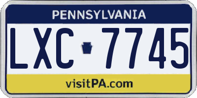 PA license plate LXC7745