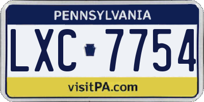 PA license plate LXC7754