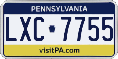 PA license plate LXC7755
