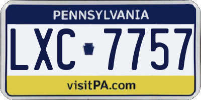 PA license plate LXC7757