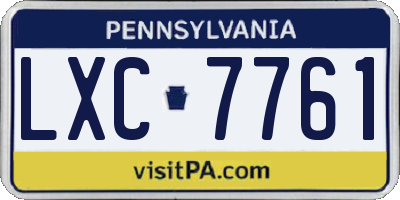 PA license plate LXC7761