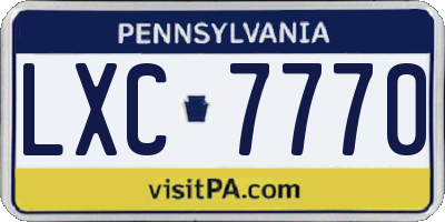 PA license plate LXC7770