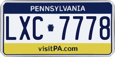 PA license plate LXC7778