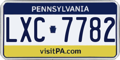 PA license plate LXC7782