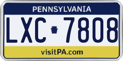 PA license plate LXC7808