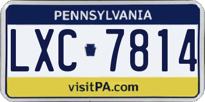 PA license plate LXC7814