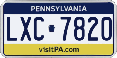 PA license plate LXC7820