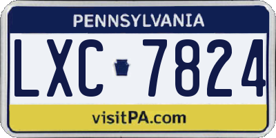 PA license plate LXC7824