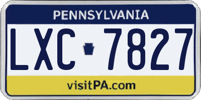 PA license plate LXC7827