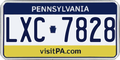 PA license plate LXC7828
