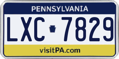 PA license plate LXC7829