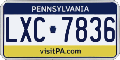 PA license plate LXC7836