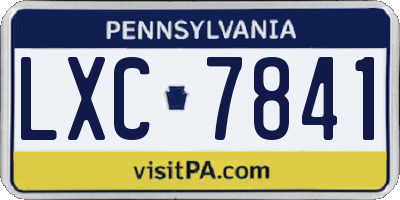 PA license plate LXC7841