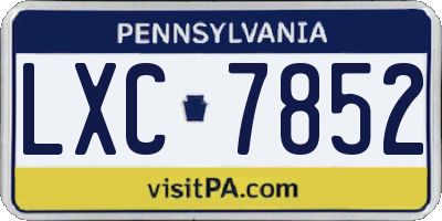 PA license plate LXC7852