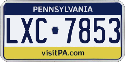 PA license plate LXC7853