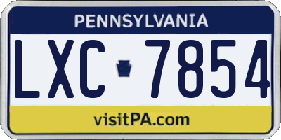 PA license plate LXC7854