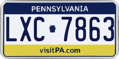 PA license plate LXC7863