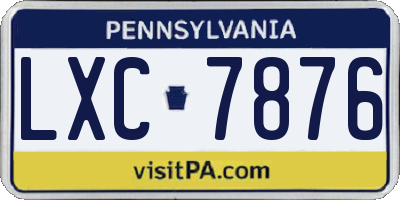 PA license plate LXC7876
