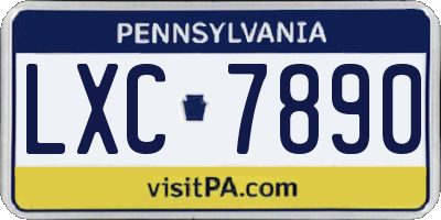 PA license plate LXC7890