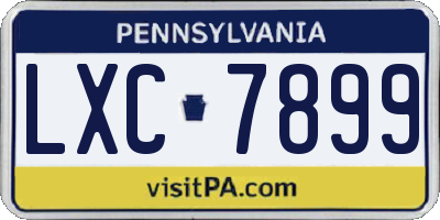 PA license plate LXC7899