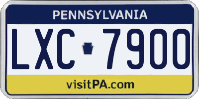 PA license plate LXC7900