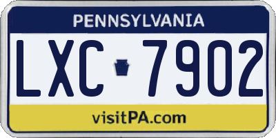 PA license plate LXC7902