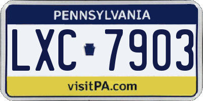 PA license plate LXC7903