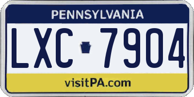 PA license plate LXC7904