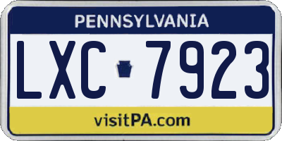 PA license plate LXC7923