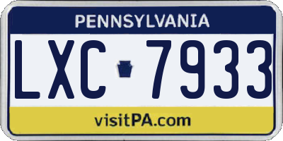 PA license plate LXC7933