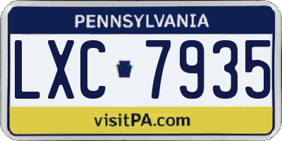 PA license plate LXC7935
