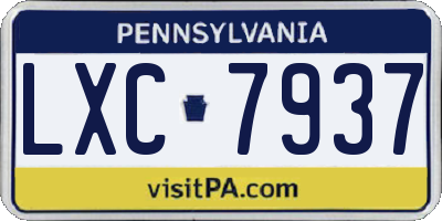 PA license plate LXC7937