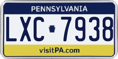 PA license plate LXC7938