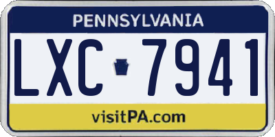 PA license plate LXC7941