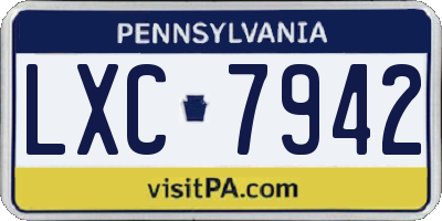 PA license plate LXC7942