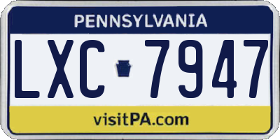 PA license plate LXC7947