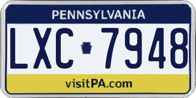 PA license plate LXC7948