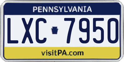 PA license plate LXC7950