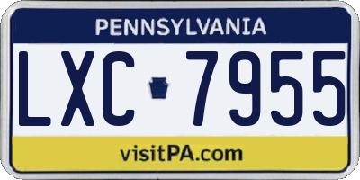 PA license plate LXC7955
