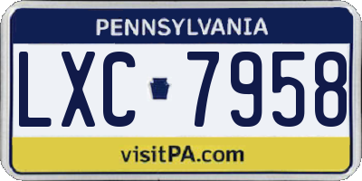PA license plate LXC7958