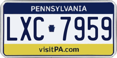 PA license plate LXC7959
