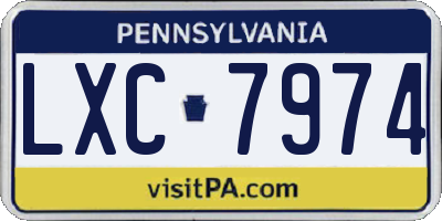 PA license plate LXC7974